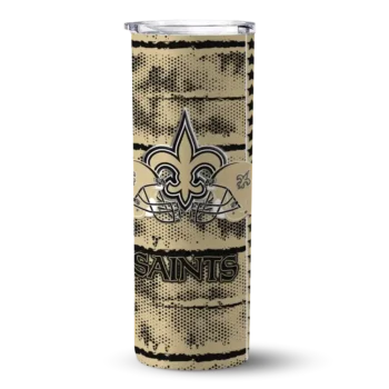 New Orleans Saints Skinny Tumbler - Personalized Chevron Patch Gold