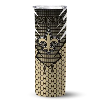 New Orleans Saints Skinny Tumbler - Personalized Chevron Stripes Gold