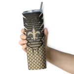 personalized-new-orleans-saints-chevron-stripes-gold-skinny-tumbler-best-selling.webp