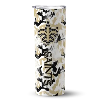 New Orleans Saints Skinny Tumbler - Personalized Claw Marks Gold White
