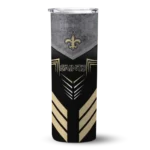 personalized-new-orleans-saints-hexagon-honeycomb-gold-black-skinny-tumbler-best-selling.webp