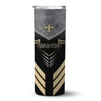 New Orleans Saints Skinny Tumbler - Personalized Hexagon Honeycomb Gold Black