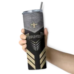 personalized-new-orleans-saints-hexagon-honeycomb-gold-black-skinny-tumbler-best-selling.webp