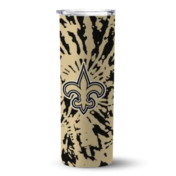 New Orleans Saints Skinny Tumbler - Personalized Metallic Grid Gold