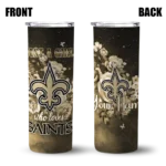 personalized-new-orleans-saints-rose-romance-gold-black-skinny-tumbler-best-selling.webp