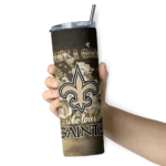 personalized-new-orleans-saints-rose-romance-gold-black-skinny-tumbler-best-selling.webp