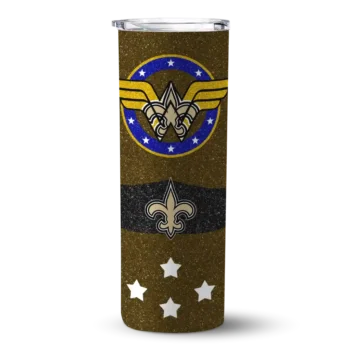 New Orleans Saints Skinny Tumbler - Personalized Star Cluster Gold