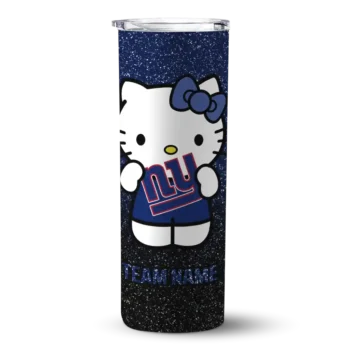 New York Giants Skinny Tumbler - Personalized Hello Kitty Blue Black