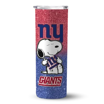 New York Giants Skinny Tumbler - Personalized Snoopy Attitude Blue
