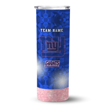 New York Giants Skinny Tumbler - Personalized Starburst Tiles Blue