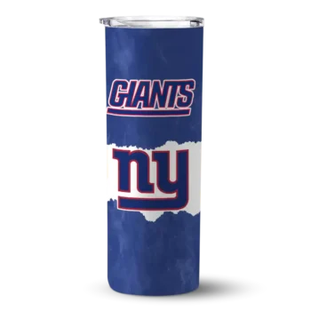 New York Giants Skinny Tumbler - Personalized Torn Band Blue White