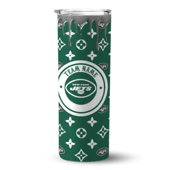New York Jets Skinny Tumbler - Personalized Camo Streak Green