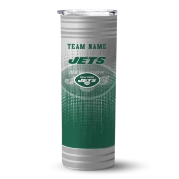 New York Jets Skinny Tumbler - Personalized Swirl Texture Green