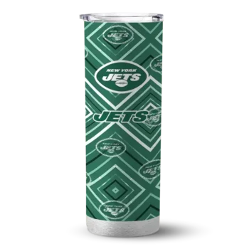 New York Jets Skinny Tumbler - Personalized Zipper Leopard Green