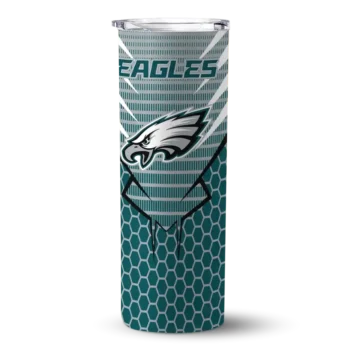 Philadelphia Eagles Skinny Tumbler - Personalized Chevron Stripes Green