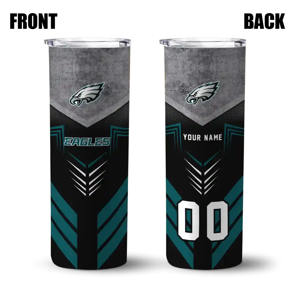 personalized-philadelphia-eagles-hexagon-honeycomb-green-black-skinny-tumbler-fashion-forward.webp