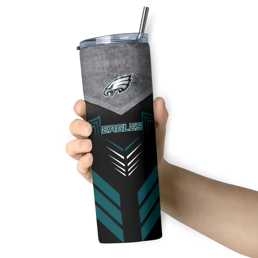 personalized-philadelphia-eagles-hexagon-honeycomb-green-black-skinny-tumbler-premium-grade.webp