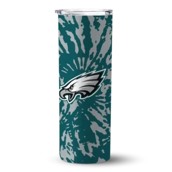 Philadelphia Eagles Skinny Tumbler - Personalized Metallic Grid Green