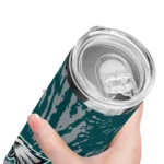 personalized-philadelphia-eagles-metallic-grid-green-skinny-tumbler-best-selling.webp