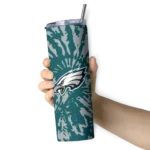 personalized-philadelphia-eagles-metallic-grid-green-skinny-tumbler-best-selling.webp