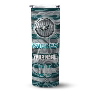Philadelphia Eagles Skinny Tumbler - Personalized Patterned Waves Green