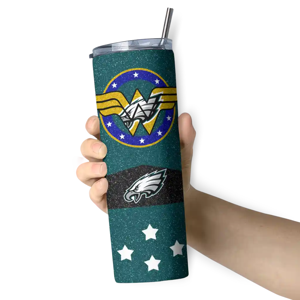 personalized-philadelphia-eagles-star-cluster-green-skinny-tumbler-premium-grade.webp