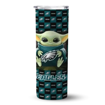Philadelphia Eagles Skinny Tumbler - Personalized Yoda Cozy Green Black