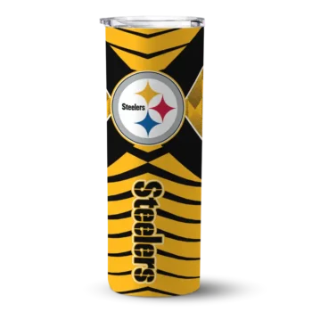 Pittsburgh Steelers Skinny Tumbler - Personalized Camo Texture Gold