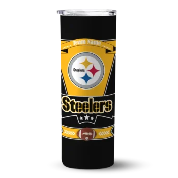 Pittsburgh Steelers Skinny Tumbler - Personalized Helmet Belt Gold Black