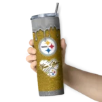 personalized-pittsburgh-steelers-pixel-fade-gold-skinny-tumbler-best-selling.webp