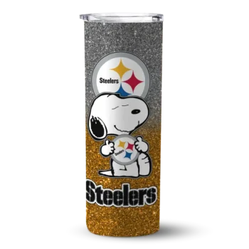 Pittsburgh Steelers Skinny Tumbler - Personalized Snoopy Attitude Gold