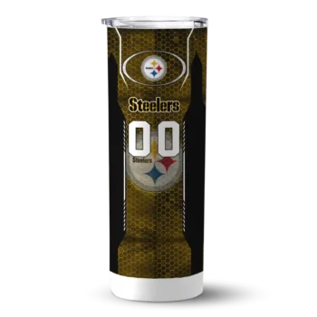 Pittsburgh Steelers Skinny Tumbler - Personalized Stacked Diamond Gold