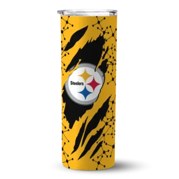 Pittsburgh Steelers Skinny Tumbler - Personalized Star Pop Gold Black