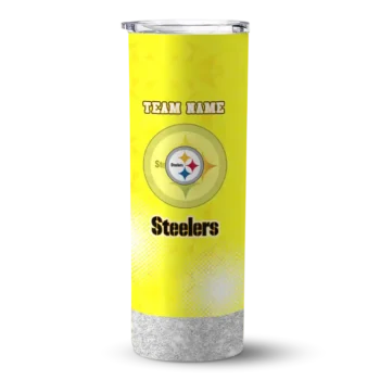 Pittsburgh Steelers Skinny Tumbler - Personalized Starburst Tiles Gold