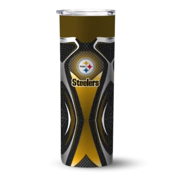 Pittsburgh Steelers Skinny Tumbler - Personalized Superman Emblem Gold Black
