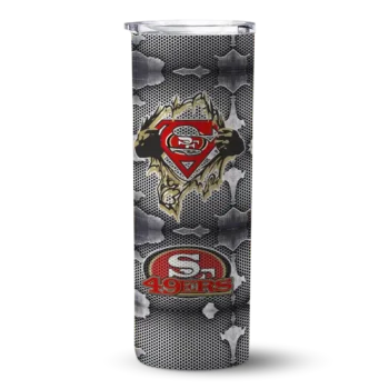 San Francisco 49ers Skinny Tumbler - Personalized Chevron V Red Gray