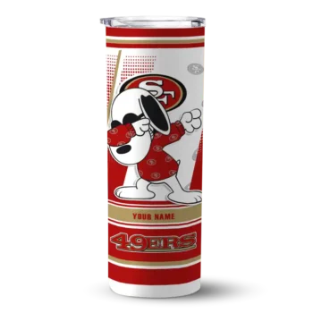 San Francisco 49ers Skinny Tumbler - Personalized Snoopy Dog Red White