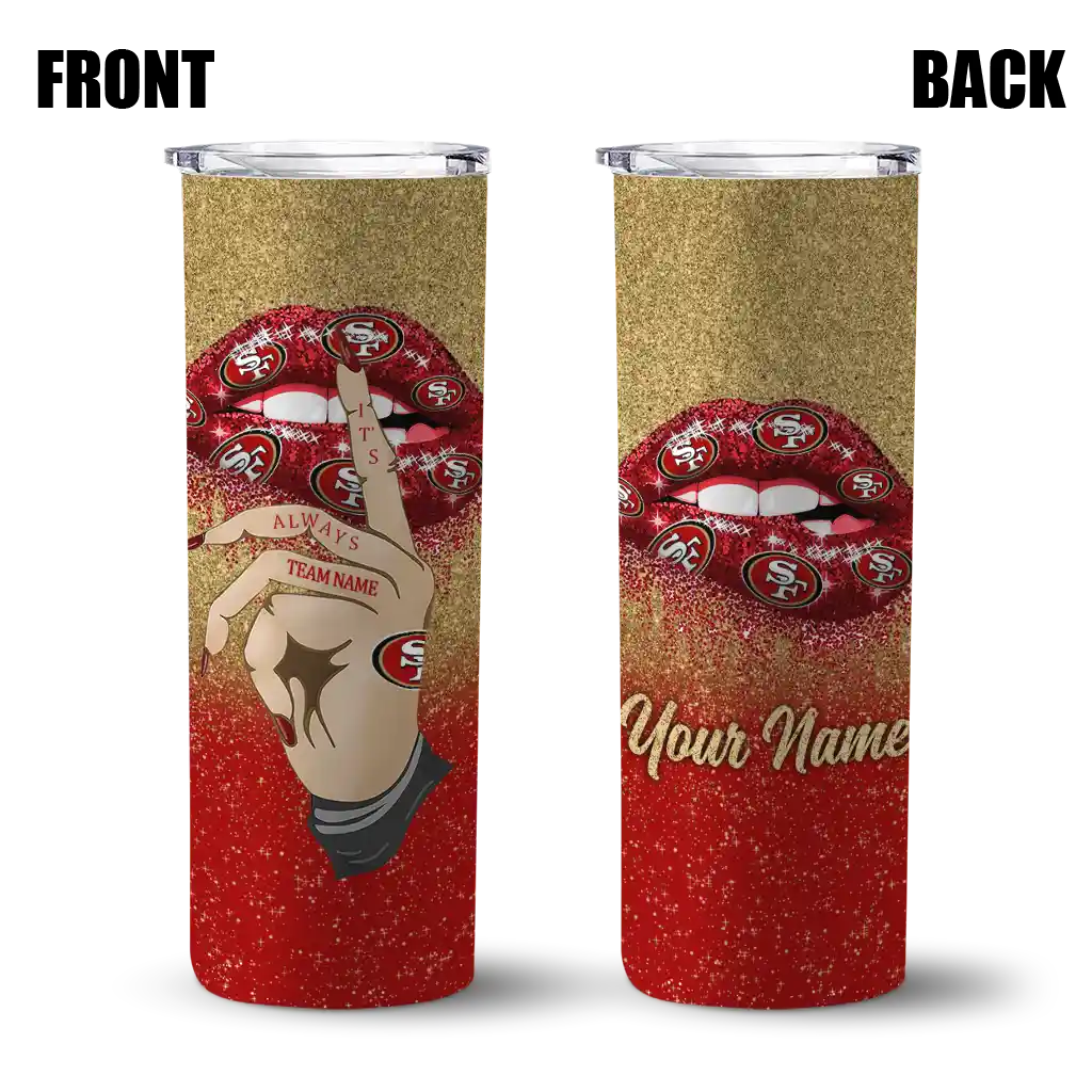 personalized-san-francisco-49ers-sparkle-lips-red-skinny-tumbler-fashion-forward.webp
