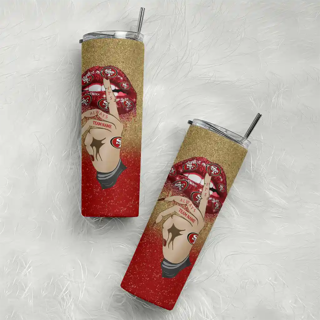 personalized-san-francisco-49ers-sparkle-lips-red-skinny-tumbler-top-rated.webp