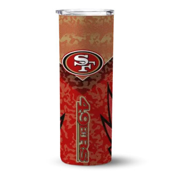 San Francisco 49ers Skinny Tumbler - Personalized Spiral Burst Print Red