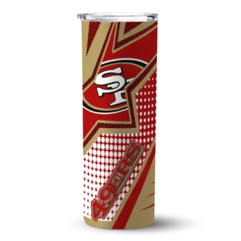 San Francisco 49ers Skinny Tumbler - Personalized Web Stripes Red White