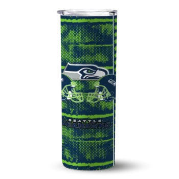 Seattle Seahawks Skinny Tumbler - Personalized Chevron Patch Blue