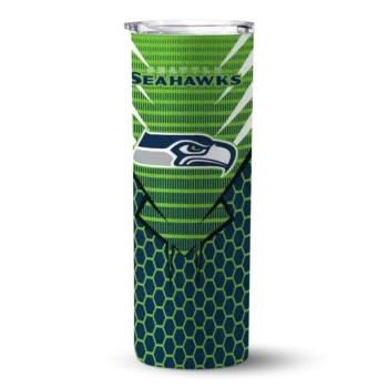 Seattle Seahawks Skinny Tumbler - Personalized Chevron Stripes Blue