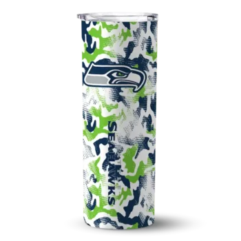 Seattle Seahawks Skinny Tumbler - Personalized Claw Marks Blue White
