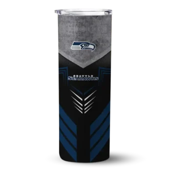 Seattle Seahawks Skinny Tumbler - Personalized Hexagon Honeycomb Blue Black