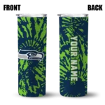 personalized-seattle-seahawks-metallic-grid-blue-skinny-tumbler-best-selling.webp