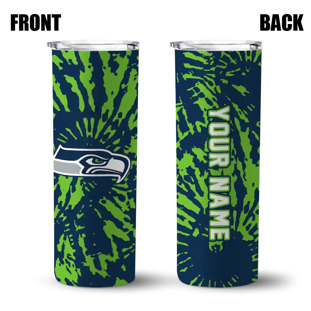personalized-seattle-seahawks-metallic-grid-blue-skinny-tumbler-fashion-forward.webp