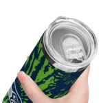 personalized-seattle-seahawks-metallic-grid-blue-skinny-tumbler-best-selling.webp