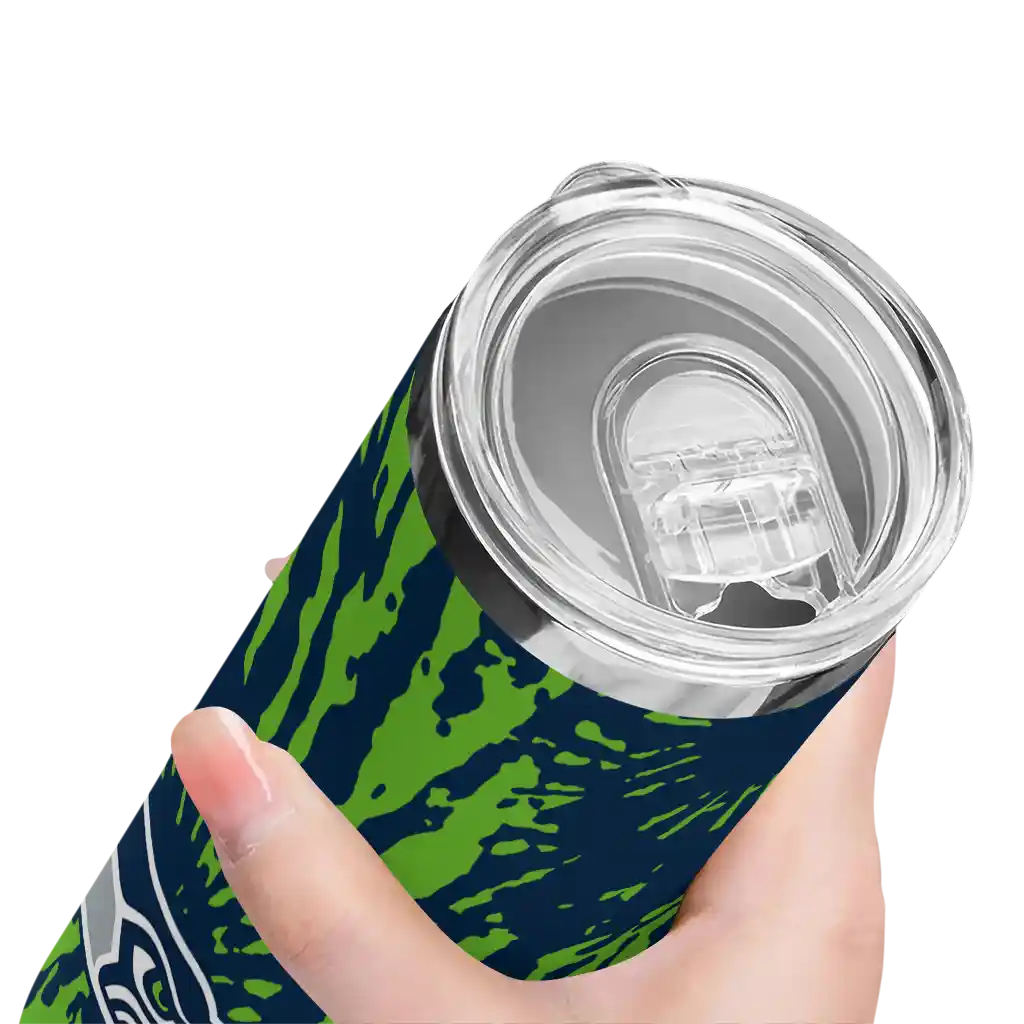 personalized-seattle-seahawks-metallic-grid-blue-skinny-tumbler-high-quality.webp