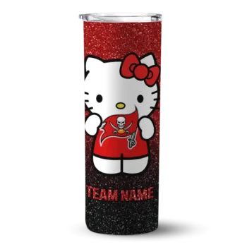 Tampa Bay Buccaneers Skinny Tumbler - Personalized Hello Kitty Red Black